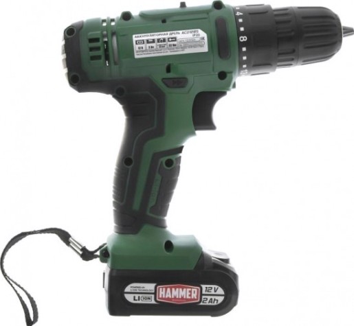 Дрель-шуруповерт аккумуляторная Hammer ACD12BS 2x2Ah, 32Hм в кейсе [101-123]