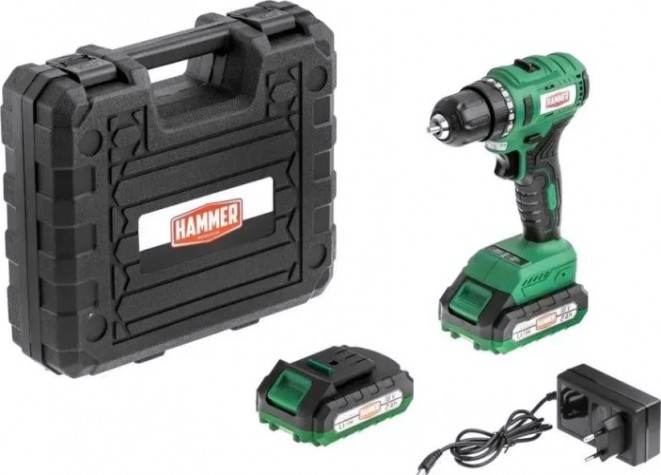 Дрель-шуруповерт аккумуляторная Hammer ACD18BLC бесщ. 2x2Ah Li-ion, 45Hм в кейсе [216-029]