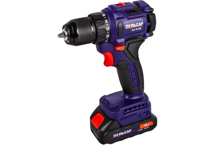 Дрель-шуруповерт аккумуляторная ПУЛЬСАР ДА 18-45Б безударная (18в, 2 аккум.) [916-974]