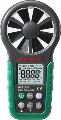 Измеритель скорости потока воздуха MASTECH MS6252B цифровой, с крыльчаткой [13-1272]