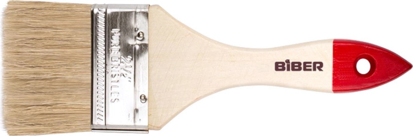 Кисть флейцевая Biber Эконом 31114 натур.щетина, дер. рукоятка, 63мм [Тов-001969]
