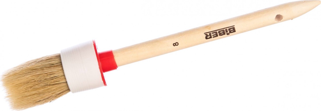 Кисть круглая Biber Стандарт 31183 натур. щетина, дер. рукоятка, 35мм [Тов-001913]