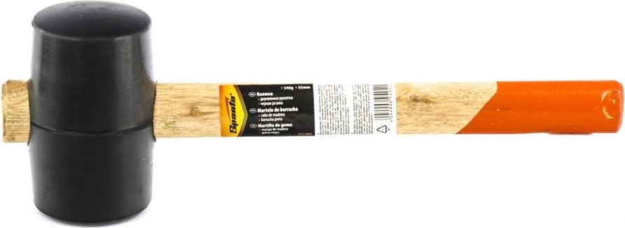 Киянка Sparta 340 г резиновая, черная резина, деревянная рукоят [111405]