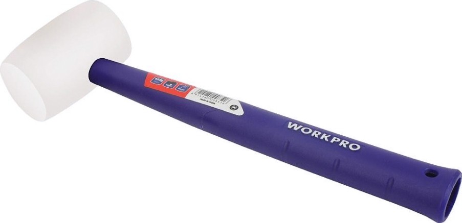 Киянка WORKPRO WP241040 450гр. резиновая с пластиковой рукояткой, белая Киянка WORKPRO WP241040 450гр. резиновая с пластиковой рукояткой, белая