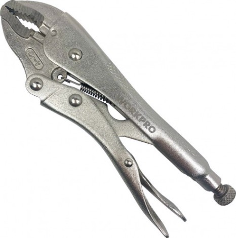 Клещи фиксирующие WORKPRO WP231058 с изогнутыми зажимами 180мм