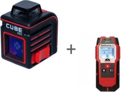 Лазерный уровень ADA CUBE 360 BASIC EDITION + Детектор ADA Wall Scanner 80 [А00728]