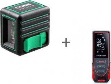 Лазерный уровень ADA CUBE MINI GREEN BASIC EDITION + Дальномер ADA Cosmo MIN [А00730]