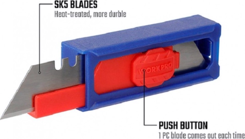 Лезвие для ножа WORKPRO WP213002 sk5 10шт. трапециевидные, в проф. чехле