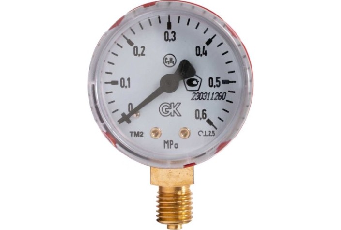 Манометр пропановый KRASS ТМ-2 0,6 МПа, 50 мм, М12х1,5, ПОВЕРЕННЫЙ [2190108PV]