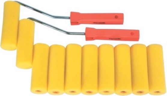 Мини-валик Sparta ПОРОЛОН, 100 мм, D-35 мм набор d ручки-6 мм, 10 шт., 2 бюгеля// [802835]