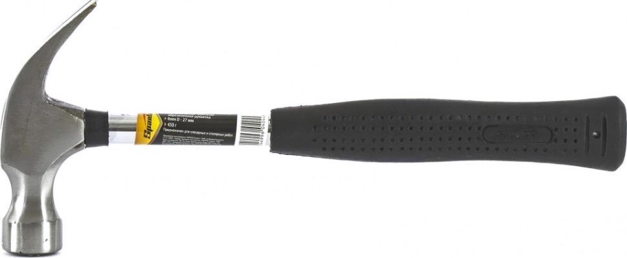 Молоток-гвоздодер Sparta 450 г, боек 27 мм, металлическая трубчатая обрезин [104405]