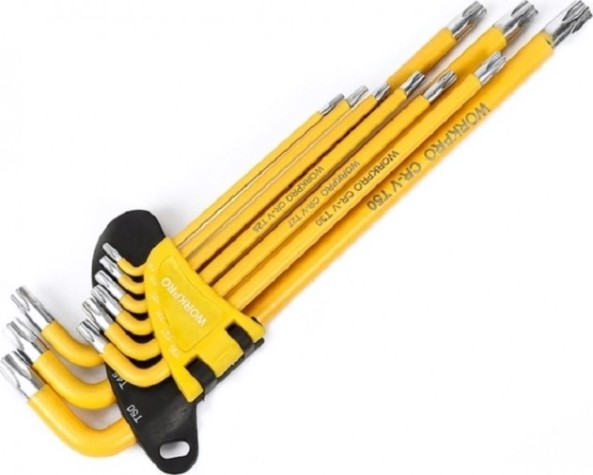 Набор ключей TORX WORKPRO WP222008 T10-T50 длинные 9шт. в держателе Набор ключей TORX WORKPRO WP222008 T10-T50 длинные 9шт. в держателе
