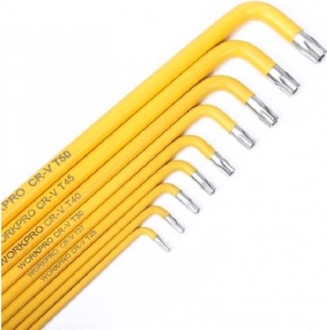 Набор ключей TORX WORKPRO WP222008 T10-T50 длинные 9шт. в держателе Набор ключей TORX WORKPRO WP222008 T10-T50 длинные 9шт. в держателе