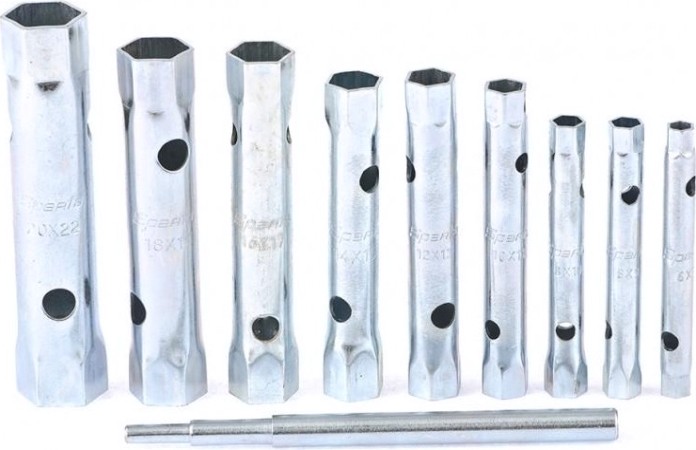 Набор ключей трубчатых Sparta 6-22 мм, вороток 9 шт. 137525 [137525]