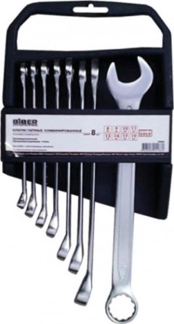 Набор комбинированных ключей Biber 90682 ПРОФИ CrV 8-19мм 8шт. [тов-155285]