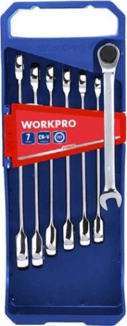 Набор комбинированных ключей WORKPRO WP202511 трещоточные 7шт. (10-16мм)