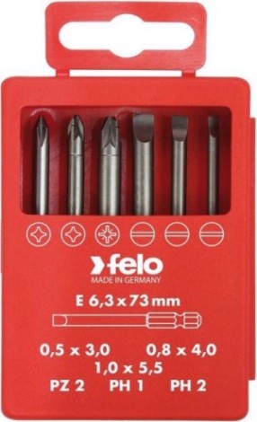 Набор насадок FELO 03092716 бит sl/pz/ph industrial 73 мм в кейсе, 6 шт