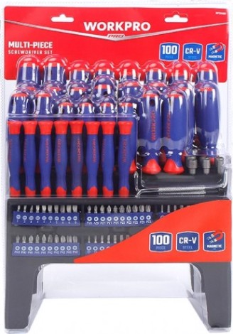 Набор отверток WORKPRO WP200507 с битами 100шт с подставкой