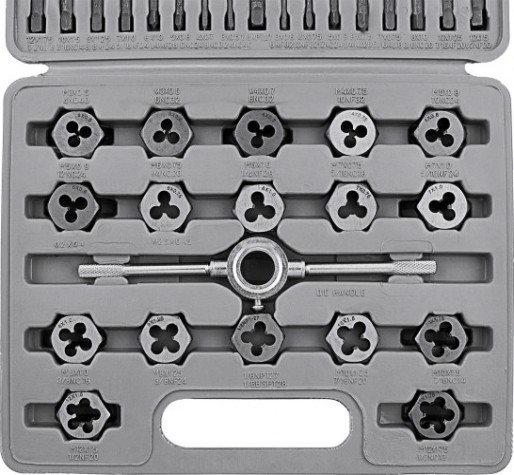 Набор резьбонарезных инструментов Sparta М3 метчиков и плашек м3-м12, плашко-метчикодержатель, [773155]