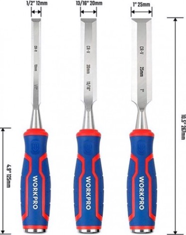 Набор стамесок WORKPRO WP201301 для высоких нагрузок 3шт