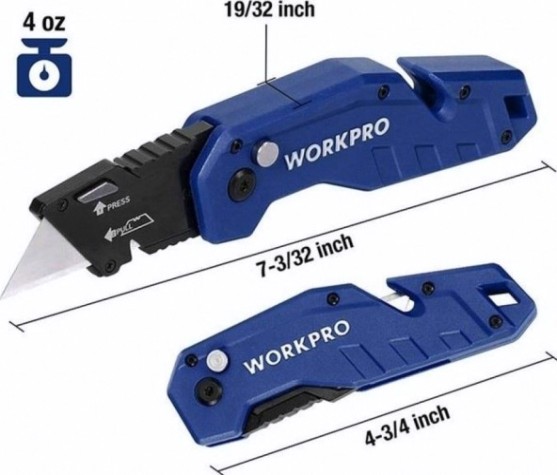 Нож складной WORKPRO WP211008 со сменными лезвиями