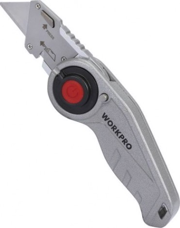 Нож складной WORKPRO WP211009 со сменными лезвиями с подсветкой