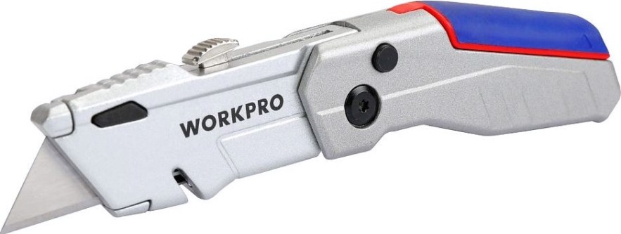Нож складной WORKPRO WP211011 выдвижной со сменными лезвиями, алюминиевый