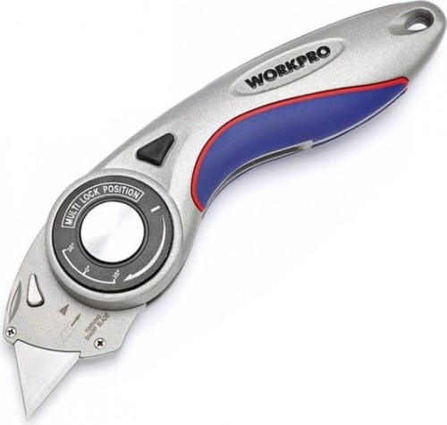 Нож складной WORKPRO WP211013 со сменными лезвиями, алюминиевый