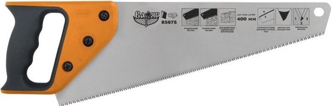 Ножовка по дереву ВАРЯГ 85678 3х гранн. заточка, средний зуб, 550мм [тов-153293]