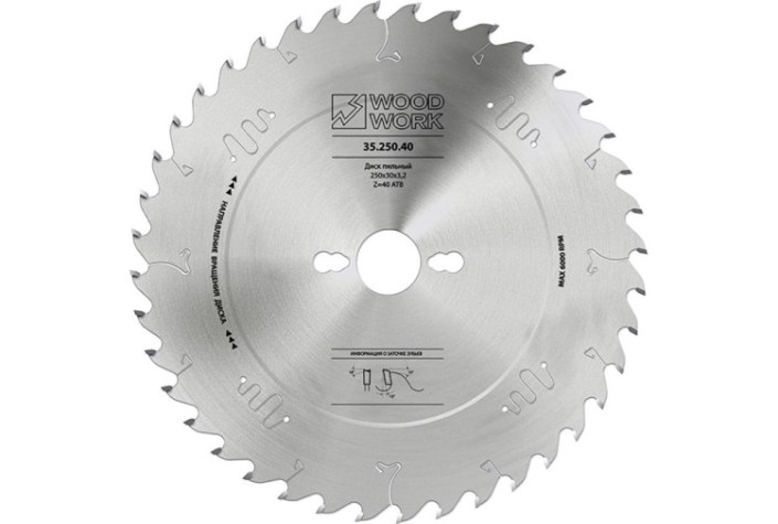 Пильный диск по дереву WOODWORK 250x30x3,2 10°ATB Z=40 [35.250.40]