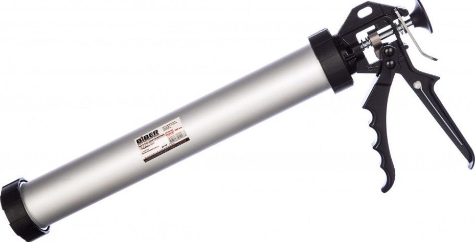 Пистолет для герметика Biber 60109 закрытый, алюм. корпус 380мм/600мл [тов-146896]