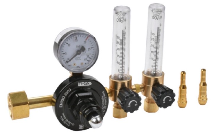 Регулятор расхода KRASS Base Control SE FLOW с 2-мя ротаметрами для углекислоты и аргона, ПОВЕРЕННЫЙ [0870478KRPV]