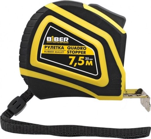 Рулетка Biber 40137 Quadro Stopper Профи автофиксация, 7,5мх25мм [тов-196538]