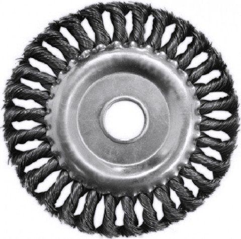 Щетка для УШМ Biber 70 981 дисковая витая 100мм с переходниками [тов-076229]