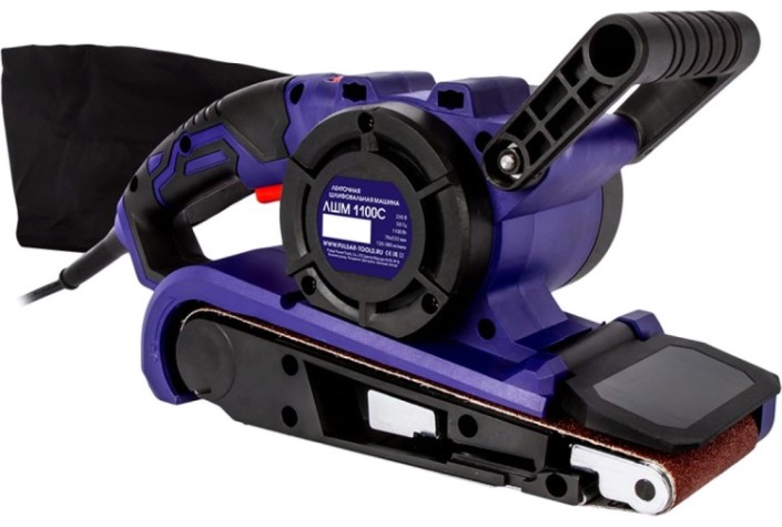 Шлифмашина ленточная сетевая ПУЛЬСАР ЛШМ 1100С (1100вт, лента 76х533, 120-380м/мин) [916-585]