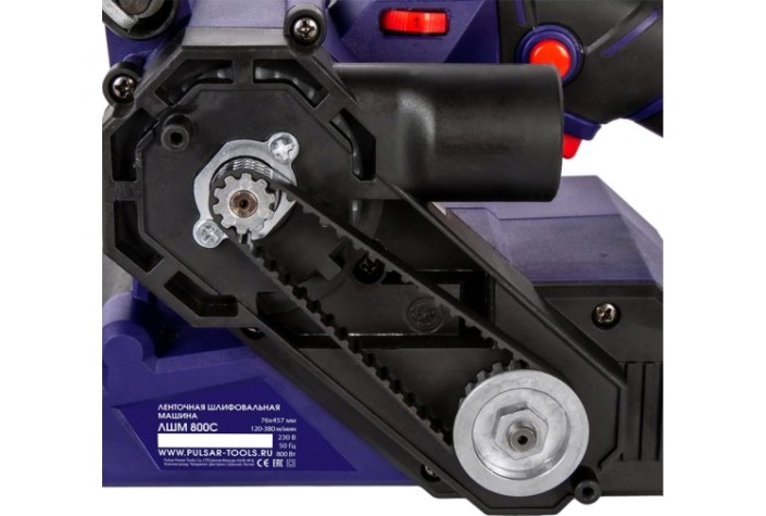 Шлифмашина ленточная сетевая ПУЛЬСАР ЛШМ 800С (800вт, лента 76х457, 120-380м/мин) [916-578]