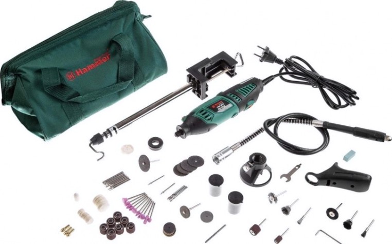 Шлифмашина прямая сетевая Hammer MD170A гибкий вал + насадки 160 шт. [113-003]