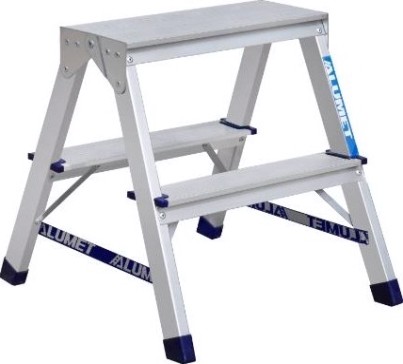 Стремянка алюминиевая АЛЮМЕТ AD 7202 2 ступени двухсторонняя [AD7202]