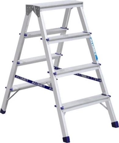Стремянка алюминиевая АЛЮМЕТ AD 7204 4 ступени двухсторонняя [AD7204]