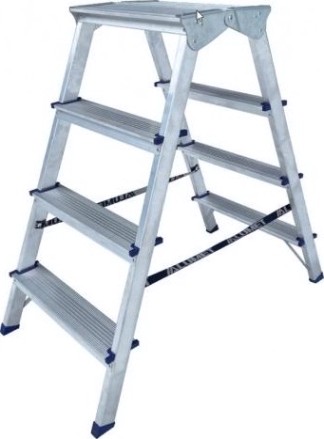 Стремянка алюминиевая АЛЮМЕТ ADK 6204 4 ступени двухсторонняя, верхняя ступень 260 мм [ADK6204]