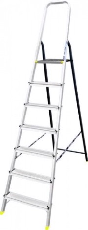 Стремянка алюминиевая АЛЮМЕТ АМS 7807 7 ступеней, со стальной задней ногой [АМS7807]