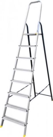 Стремянка алюминиевая АЛЮМЕТ АМS 7808 8 ступеней, со стальной задней ногой [АМS7808]
