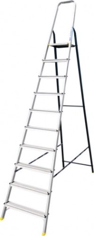 Стремянка алюминиевая АЛЮМЕТ АМS 7810 10 ступеней, со стальной задней ногой [АМS7810]
