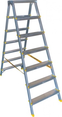 Стремянка алюминиевая АЛЮМЕТ APD 9207 7 ступеней двухсторонняя анодированная [APD9207]
