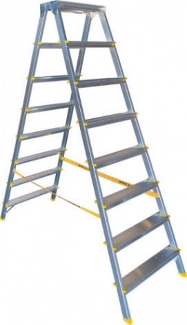 Стремянка алюминиевая АЛЮМЕТ APD 9208 8 ступеней двухсторонняя анодированная [APD9208]