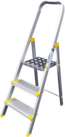 Стремянка алюминиевая АЛЮМЕТ АS 703 3 ступени анодированная, ширина ступени 130 мм [АS703]