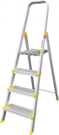 Стремянка алюминиевая АЛЮМЕТ АS 704 4 ступени анодированная, ширина ступени 130 мм [АS704]