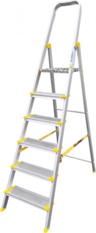 Стремянка алюминиевая АЛЮМЕТ АS 706 6 ступеней анодированная, ширина ступени 130 мм [АS706]