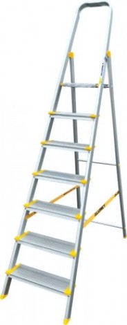 Стремянка алюминиевая АЛЮМЕТ АS 707 7 ступеней анодированная, ширина ступени 130 мм [AS707]