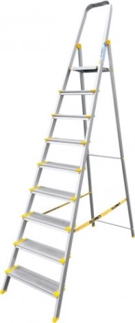 Стремянка алюминиевая АЛЮМЕТ АS 709 9 ступеней анодированная, ширина ступени 130 мм [АS709]